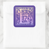 レターEカラフルヴィンテージ最初の文字のグラデーション スクエアシール (バッグ)