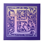 レターEカラフルヴィンテージ最初の文字のグラデーション タイル (正面)