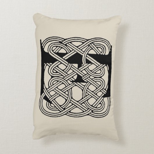 レターEケルト結び目模様ヴィンテージモノグラム アクセントクッション (裏面(縦))