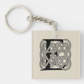 レターEケルト結び目模様ヴィンテージモノグラム キーホルダー (正面)