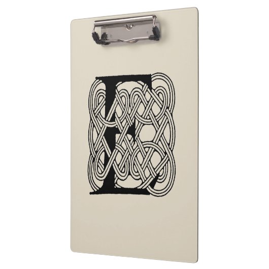 レターEケルト結び目模様ヴィンテージモノグラム クリップボード (左)