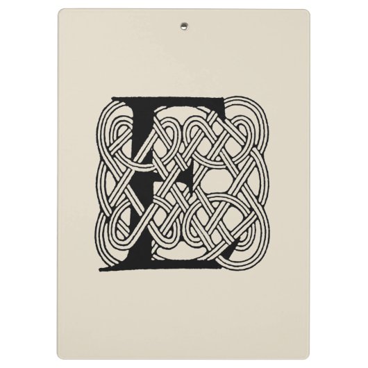 レターEケルト結び目模様ヴィンテージモノグラム クリップボード (裏面)