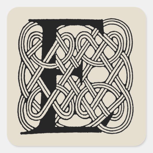レターEケルト結び目模様ヴィンテージモノグラム スクエアシール (正面)