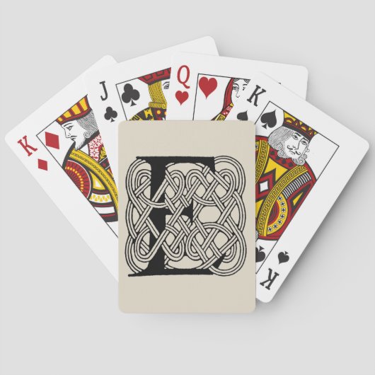 レターEケルト結び目模様ヴィンテージモノグラム トランプ (裏面)