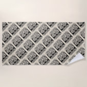 レターEケルト結び目模様ヴィンテージモノグラム ビーチタオル (正面)