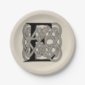 レターEケルト結び目模様ヴィンテージモノグラム ペーパープレート (正面)