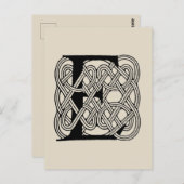 レターEケルト結び目模様ヴィンテージモノグラム ポストカード (正面/裏面)