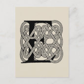 レターEケルト結び目模様ヴィンテージモノグラム ポストカード (正面)