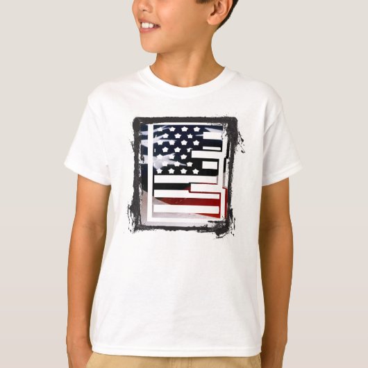 レターEモノグラムイニシャルUSA Tシャツ (正面)