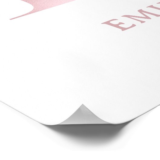 レターEモノグラムウォーターカラーバラ花模様子供部屋 ポスター (角)