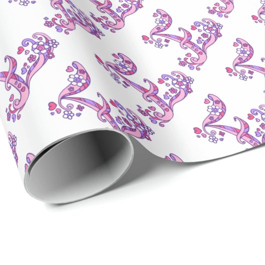 レターEモノグラムパーソナライズされたピンク紫のラップ ラッピングペーパー (ロールコーナー)