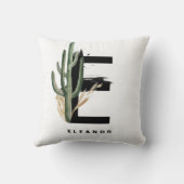レターEモノグラム |トロピカルサボテンパーソナライズされた クッション (裏面)