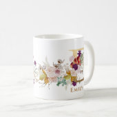 レターE -金ゴールドフローラ名姉妹の同僚の友人 コーヒーマグカップ (正面右)