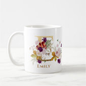 レターE -金ゴールドフローラ名姉妹の同僚の友人 コーヒーマグカップ (左)