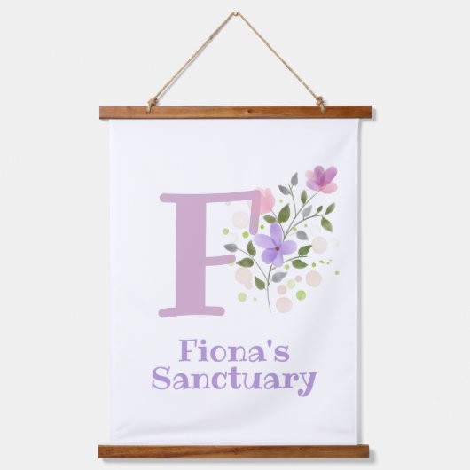 レターFと名(フローラデザイン) 吊り下げ型タペストリー (正面)