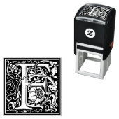 レターFアールヌーボー白黒タイル セルフインキングスタンプ (インサイチュ)