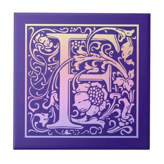 レターFカラフルヴィンテージ最初の文字のグラデーション タイル (正面)