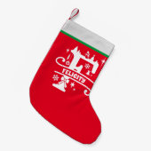 レターFクリスマスモノグラムイニシャル名レッドホワイト スモールクリスマスストッキング (正面 (吊り時))