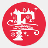 レターFモノグラムイニシャル名挨拶 ラウンドシール (正面)