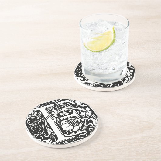 レターF中世モノグラムヴィンテージイニシャル コースター (側面)