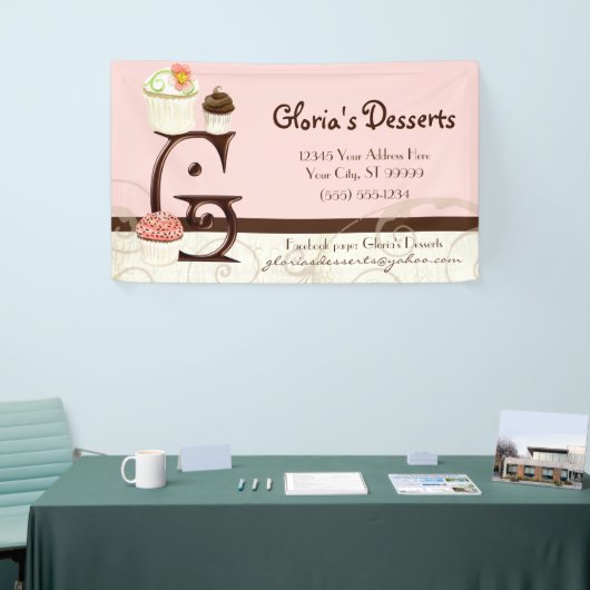 レターGカップケーキデザートベーカリービジネスバナー 横断幕 (トレードショー)