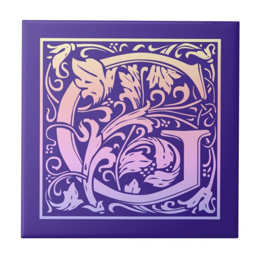 レターGカラフルヴィンテージ最初の文字のグラデーション タイル (正面)