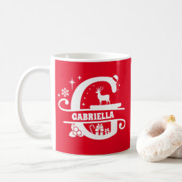 レターGクリスマスモノグラムイニシャル名赤 コーヒーマグカップ