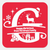 レターGモノグラムイニシャル名挨拶 スクエアシール (正面)