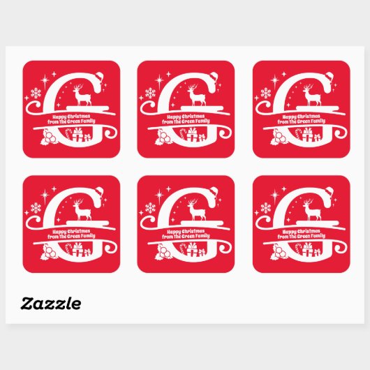 レターGモノグラムイニシャル名挨拶 スクエアシール (シート)