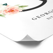 レターGモノグラムウォーターカラーピーチ花模様子供部屋 ポスター (角)