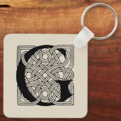 レターGヴィンテージケルト結び目模様モノグラム キーホルダー (裏面)