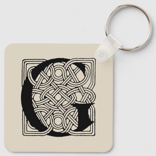 レターGヴィンテージケルト結び目模様モノグラム キーホルダー (裏面)