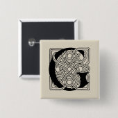 レターGヴィンテージケルト結び目模様モノグラム 缶バッジ (正面&裏面)