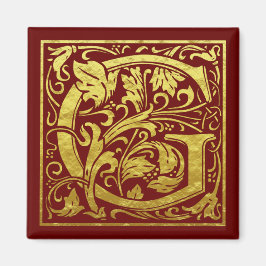 レターG先頭文字フェイク金ゴールド赤 マグネット