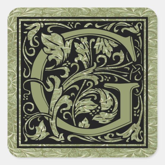 レターG先頭文字モノグラム スクエアシール (正面)