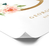 レターG赤面フローラモノグラムゴールドフォイル子供部屋 ポスター (角)