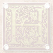 レターHの最初の文字のフェイク金ゴールド ガラスコースター (裏面)