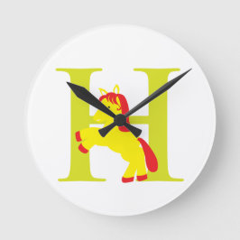 レターHイニシャル時計 ラウンド壁時計