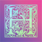 レターHカラフルヴィンテージ最初の文字のグラデーション シール (正面)