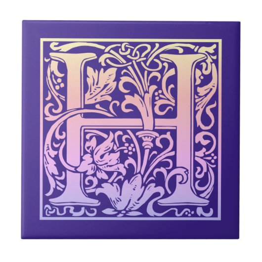 レターHカラフルヴィンテージ最初の文字のグラデーション タイル (正面)