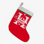 レターHクリスマスモノグラムイニシャル名レッドホワイト スモールクリスマスストッキング (正面 (吊り時))
