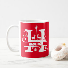 レターHクリスマスモノグラムイニシャル名Red   コーヒーマグカップ
