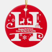 レターHモノグラムイニシャル名挨拶 セラミックオーナメント (正面)