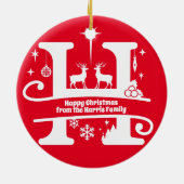 レターHモノグラムイニシャル名挨拶 セラミックオーナメント (裏面)