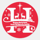 レターHモノグラムイニシャル名挨拶 ラウンドシール (正面)