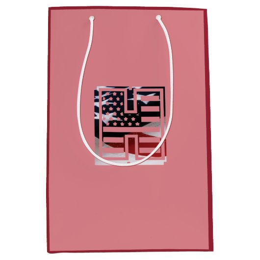 レターHモノグラムイニシャルUSA ミディアムペーパーバッグ (正面)