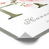 レターHモノグラムピンク白フローラ子供部屋ポスター ポスター (角)