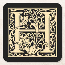 レターHヴィンテージ最初の文字セピアベージュオンブラック