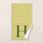 レターH濃い緑と黄色のリバティバスタオル バスタオルセット (ハンドタオル)