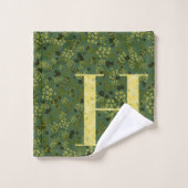 レターH濃い緑と黄色のリバティバスタオル バスタオルセット (ウォッシュタオル)